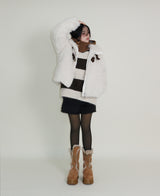 Rachel Two-Belt Detail Short Length Fur Jacket (Lining Quilted)