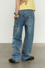 エイジスプラッターカーペンターデニムパンツ(Washed Blue)