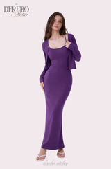Violet Sleeveless Long Dress Cardigan Set (REGULAR)