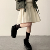 Bubble corduroy pintuck midi mini skirt