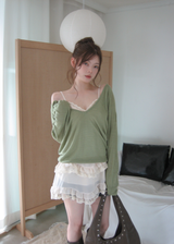 シータ ディープ Vネック ルーズフィット トランジショナル レイヤリング ニット