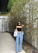 DESTROYED WIDE DENIM PANTS code 21006