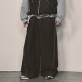layered deconstructed denim pants_black