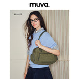 muva. Niche Multi‑Pocket Bowling Bag, Large‑Capacity Cowhide‑Velvet Zipper Shoulder Tote for School, New Arrival Sep 3