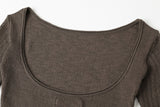 Scoop knit dress - brown