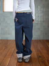 WIDE CUFFS COTTON PANTS (BLUE)