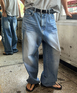 [Unisex] Real stitch semi wide denim pants