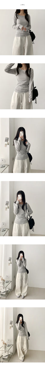 Brae U-Neck Dangara Round Long Sleeve T-Shirt
