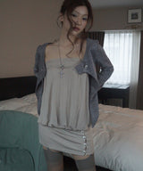 Shirred Button Dress_Sand Beige