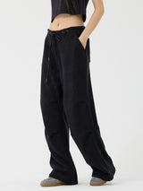Chin Non-Obi Low-Rise Pants, Black