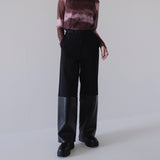 fake leather switching pants