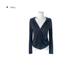 Huo Fake Layered Shirring Hood Zip-Up