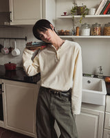 デンスベルベット ヘンリーネック 長袖Tシャツ