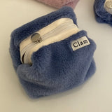 Clam ラウンドポーチ_ファーコージーブルー