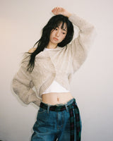MUFFLER & TWO WAY CARDIGAN - OATMEAL