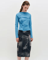 DOZI - Draped Jersey Top _BEIGE