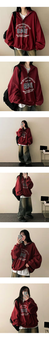 Onring Boxy Half Zip-Up sweatshirt