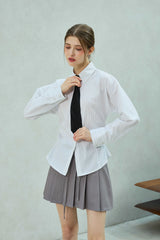 LOWELL SLIM FIT STRIPE SHIRRLING SHIRT / WHITE