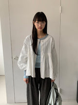 リカロカラーシースルーラウンドロングスリーブTシャツ