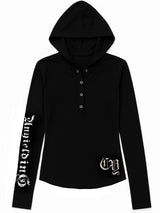 Star lettering sleeve hoodie
