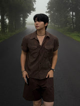 Cooling washah roll-up cropped shirt