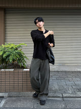 ワッフル ヘンリーネック ロングスリーブ Tシャツ