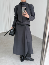 overlap button skirts (2color)