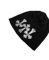 Triple cross rivet beanie