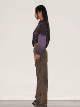 TIE SPRAYED BOOT CUT SUEDE PANTS