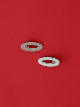 [2SET] metal oval hair pin - silver