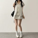 Bronze stripe roll-up short sleeve shirt