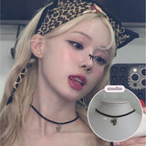 [Aespa Winter Necklace] Vintage Heart Locket Choker Necklace - Silver ver.