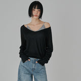 [Zile] Deep V-Neck Raglan Sleeve Slit Knitwear - 6 color