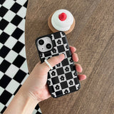 フラワーチェックパターンエポキシバンパーケース (black)