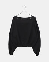 Neuru Oversized Off-Shoulder Studded Brushed Sweatshirt