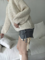 Gray lace knit skirt