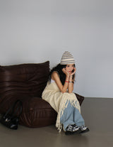 Stripe roll-up beanie