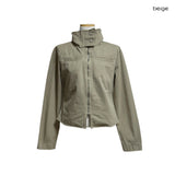 (2color) High-Neck Cut-Off Cotton Jacket