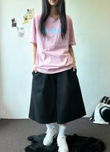 Three Sun Tattoo Lettering Oversized T-Shirt 3color