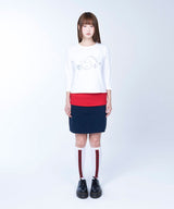 Folded colorblock skirt (navy)