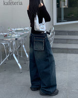 Back pocket mega denim pants