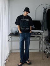 ASCLO Coolever Crease Semi Wide Denim Pants (3color)