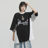 カラーブロックラグランオーバーTシャツ