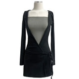 Envy strap hood long sleeve mini wrap dress (3 colors)