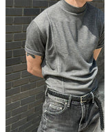 [MUSCLE FIT] Slit mock neck half knit(3color)