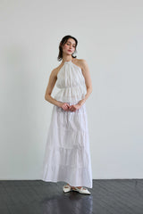 PEARL HALTERNECK TOP / WHITE