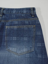 (UNISEX) Check Wide Denim Pants