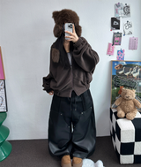 ストリング💙レザーダブルリベットロングパンツ💙🖤2カラー