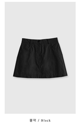 Rear Cotton A-line Mini Skirt / 2 colors