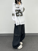 eyelet stud cargo balloon pants